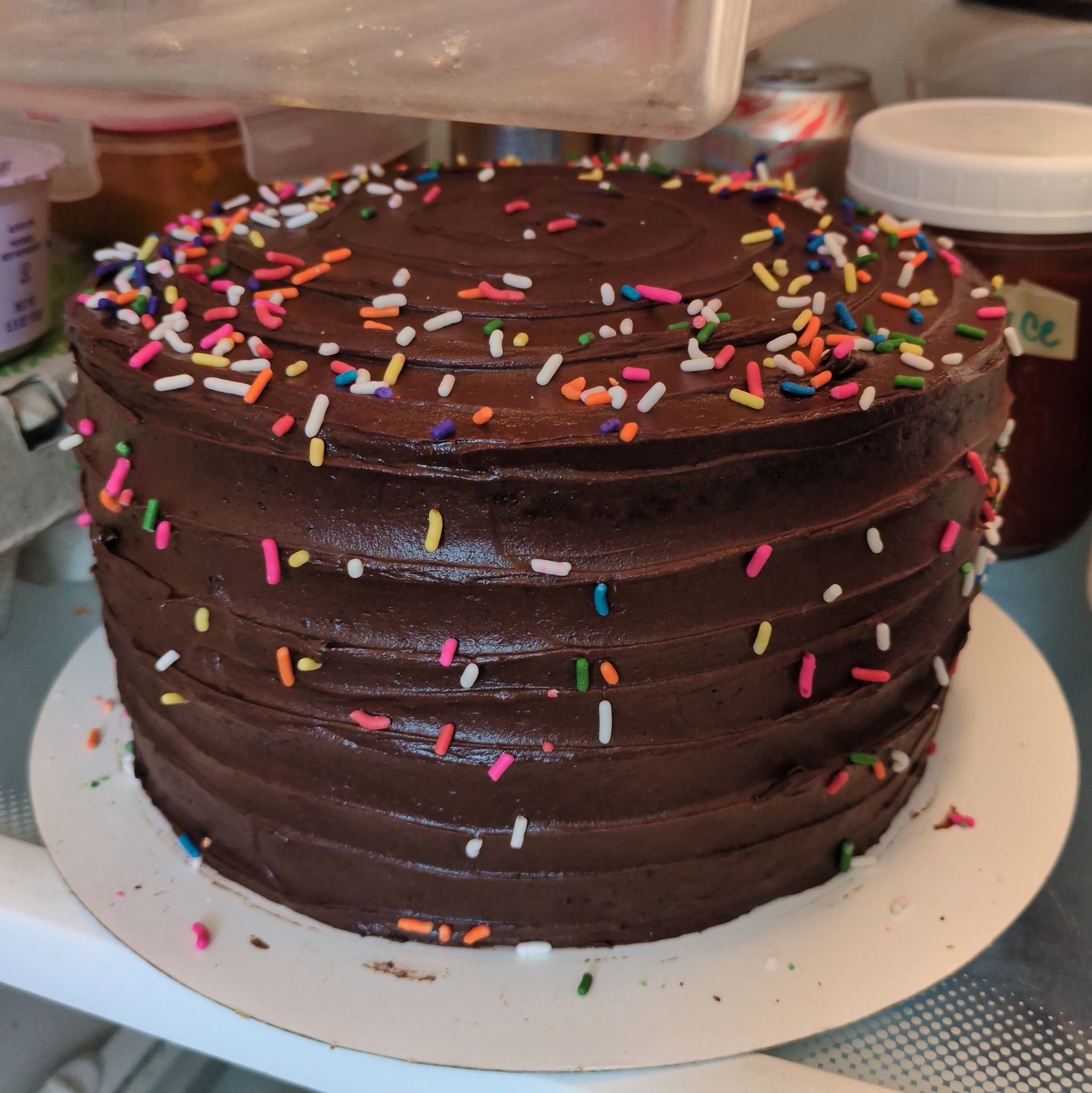 Chocolate cake with sprinkles
