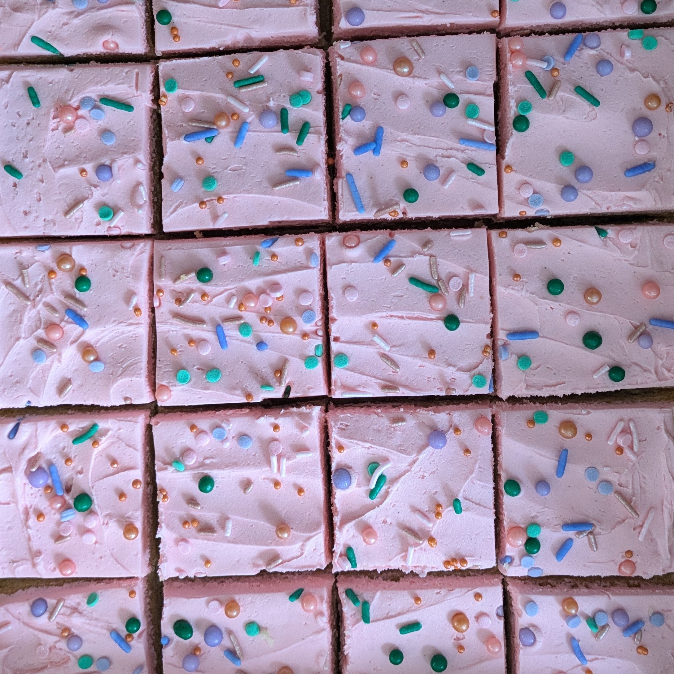 Frosted pink cookie bars